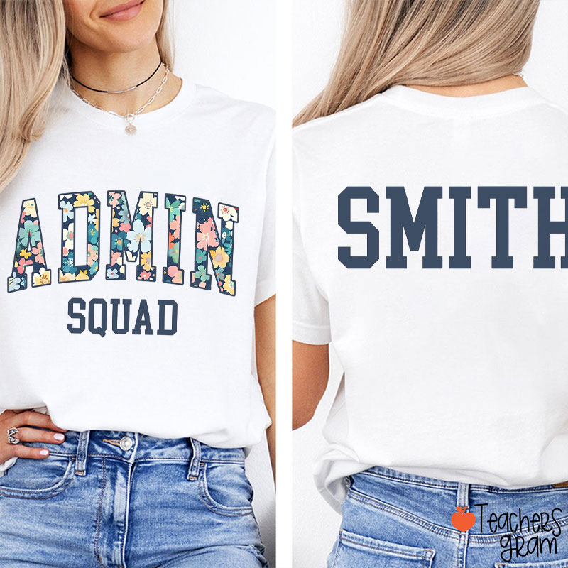 Personalized Floral Name And Position Teacher Two Sided T-Shirt