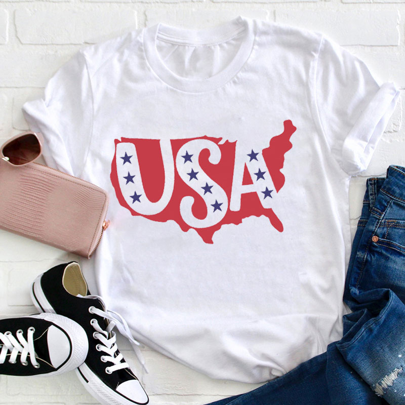 Funny American Flag Teacher T-Shirt