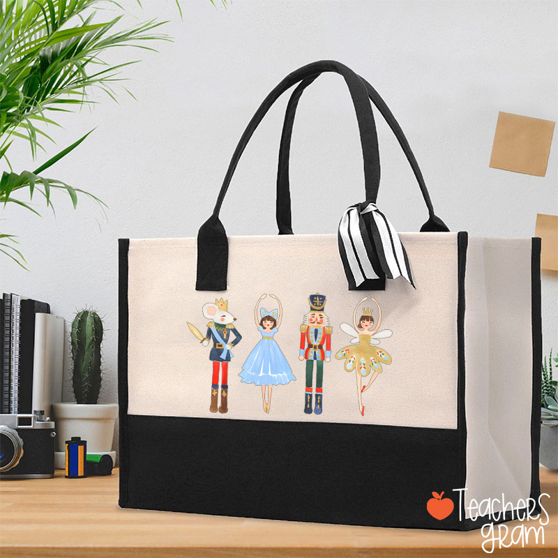 Nutcracker Merry Christmas Dance Teacher Cotton Tote Bag
