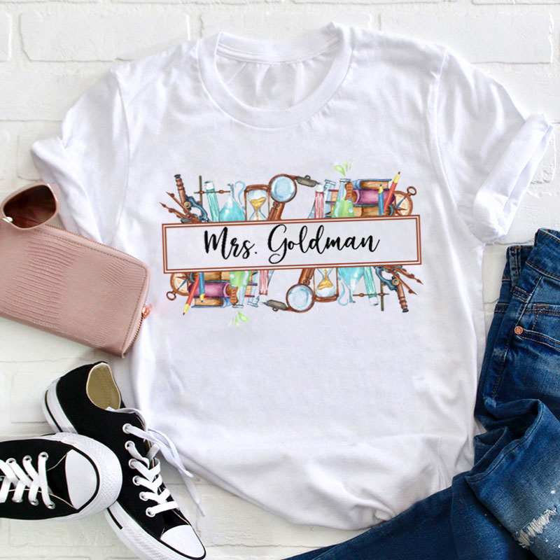 Personalized Retro Steampunk Style Name Teacher T-Shirt