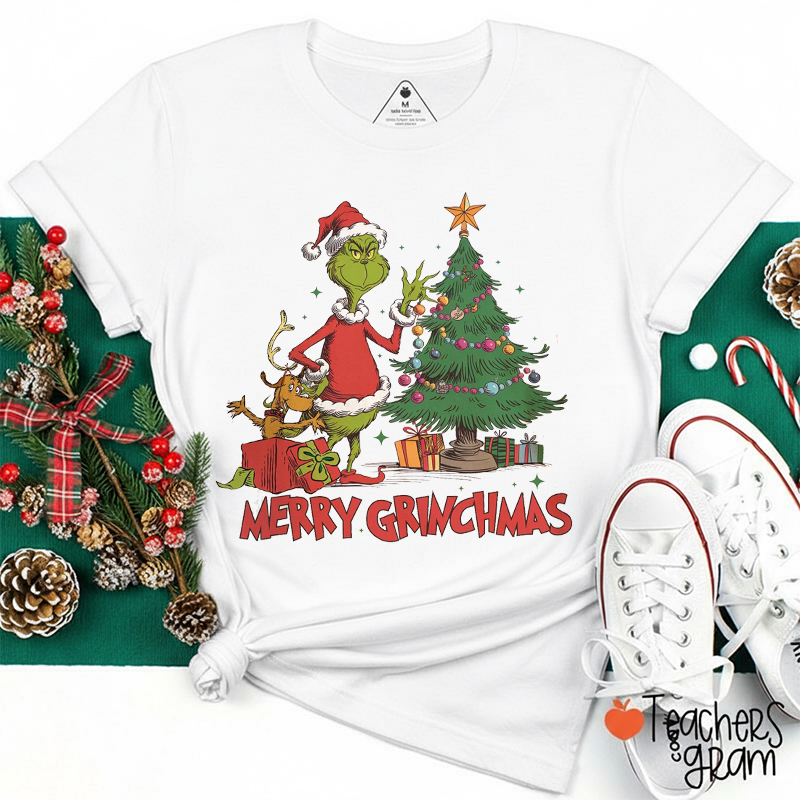 Merry Grichmas Green Guy Teacher T-Shirt