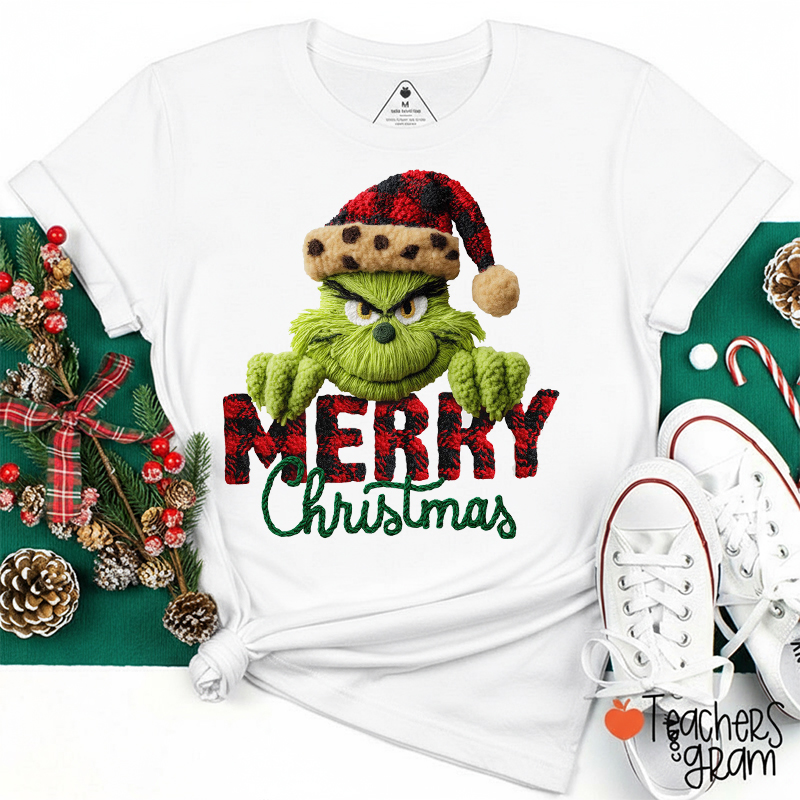 Faux Yarn Crochet Green Monster Teacher T-Shirt