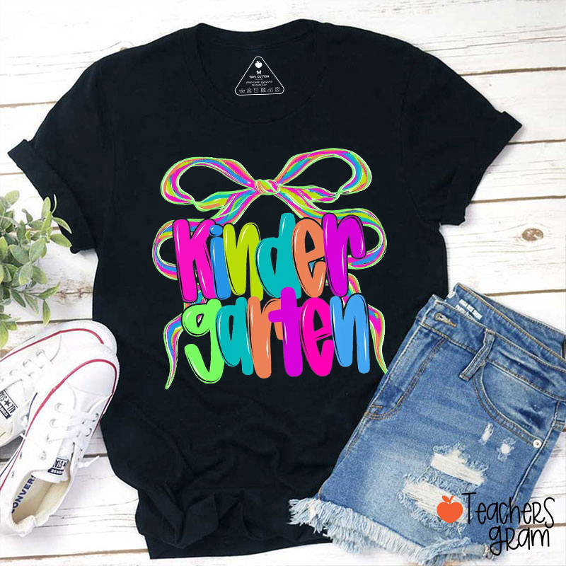 Personalized Grade Colorful Bow Teacher T-Shirt