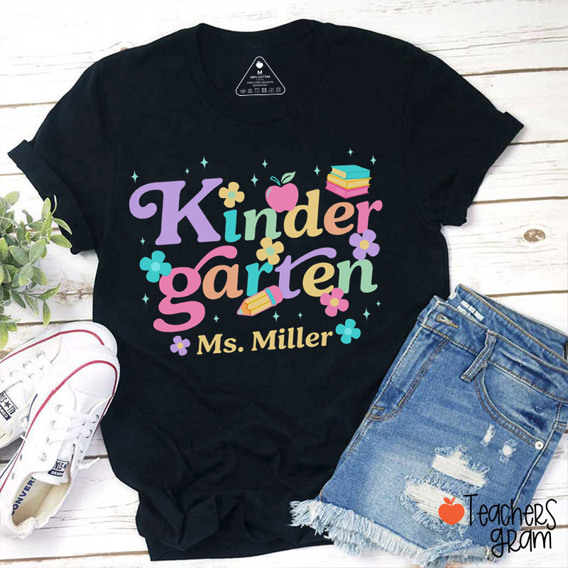 Personalized Grade And Name Candy Color Font Teacher T-Shirt