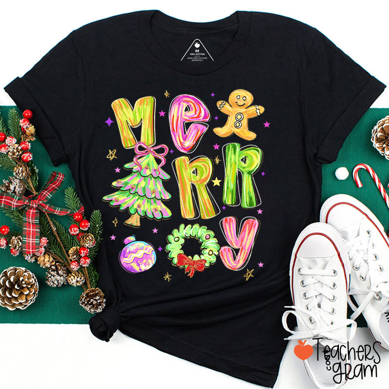 Merry Christmas Coquette Teacher T-Shirt