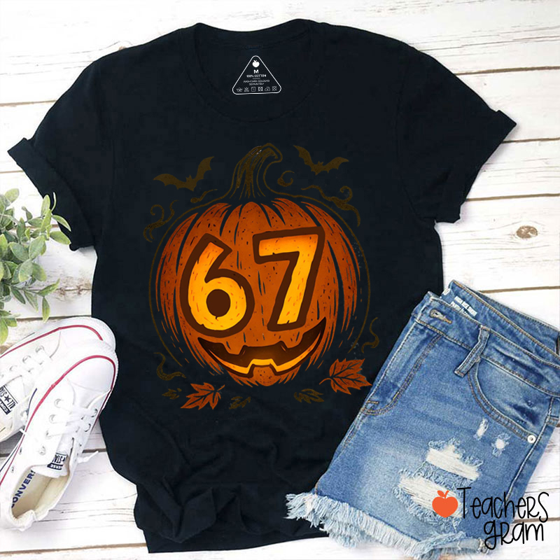 67 Pumpkin Halloween Teacher T-Shirt