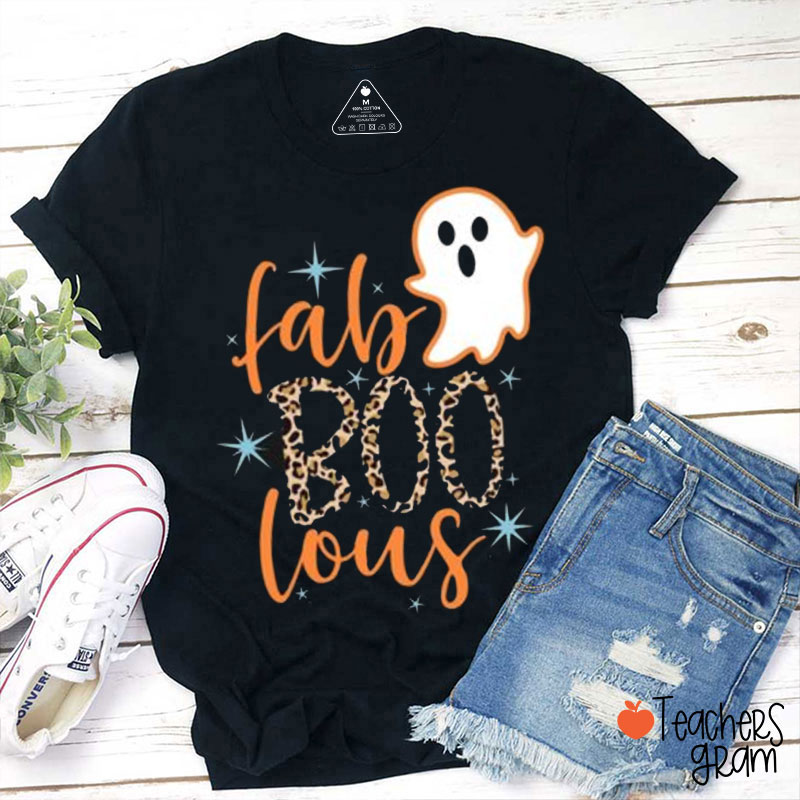 Leopard Print Fab Boo Lous Teacher T-Shirt