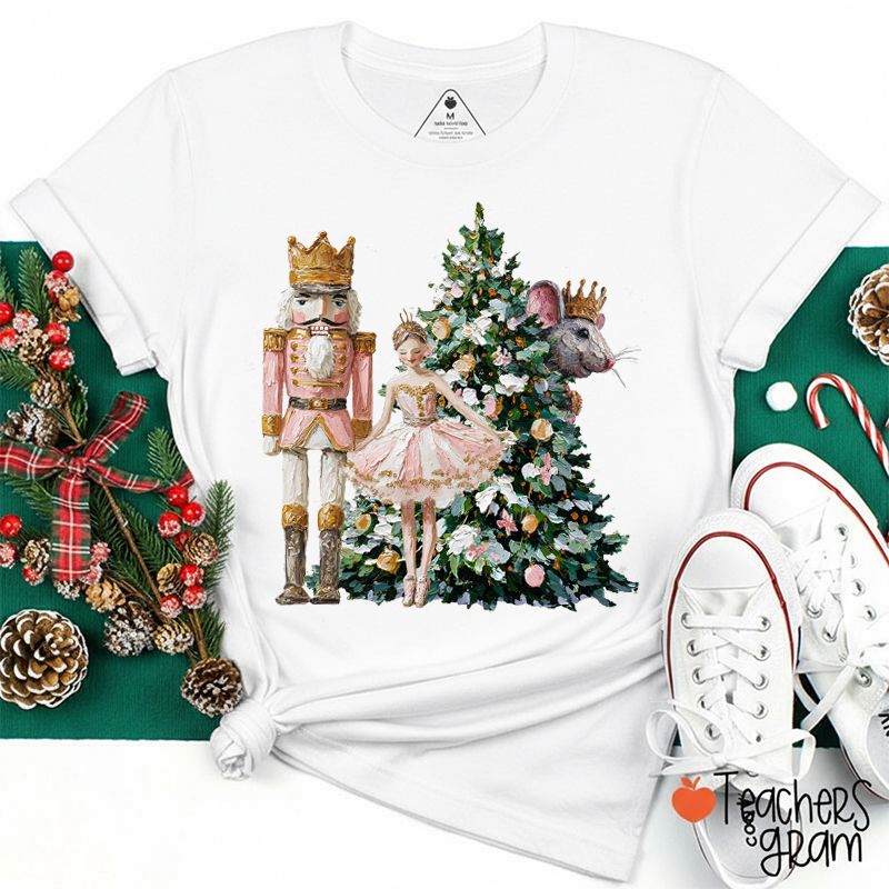 Vintage Christmas Painted Nut Soldiers And Mice Teacher T-Shirt