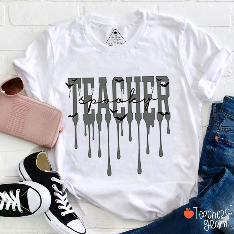 Spooky Teacher Drip Teacher T-Shirt