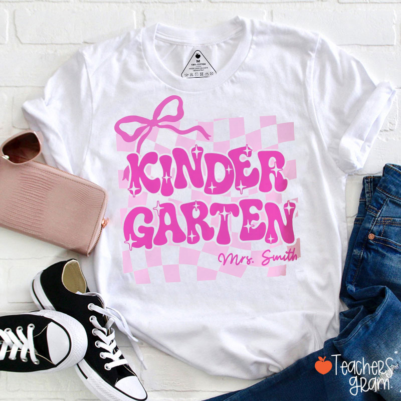 Personalized Retro Coquette Bow Back to School Teacher T-Shirt