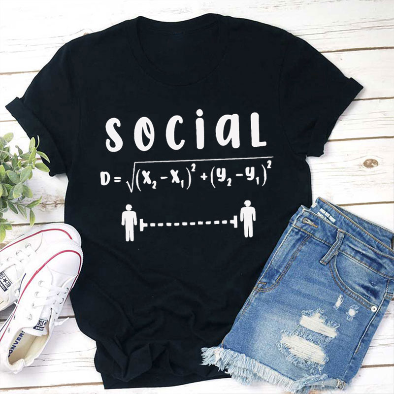 Social Distance Funny Math Teacher T-Shirt