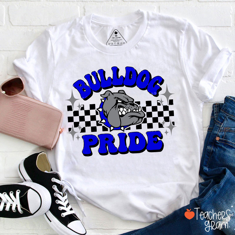 Personalized Mascot Checkered Star School Spirit Teacher T-Shirt