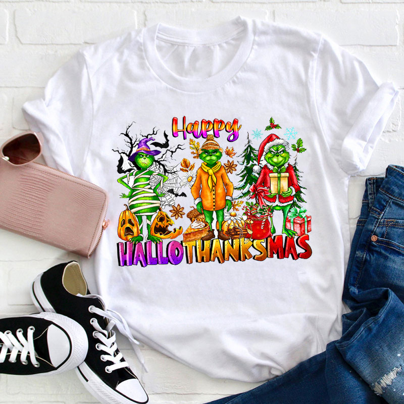 Happy Hallothanksmas Teacher T-Shirt