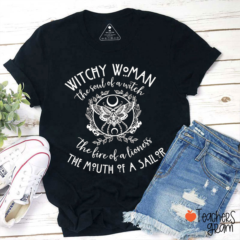 Witchy Woman The Soul Of A Witch Teacher T-Shirt