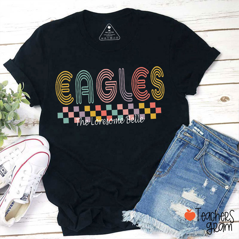 Personalized Mascot Colorful Checkered Teacher T-Shirt