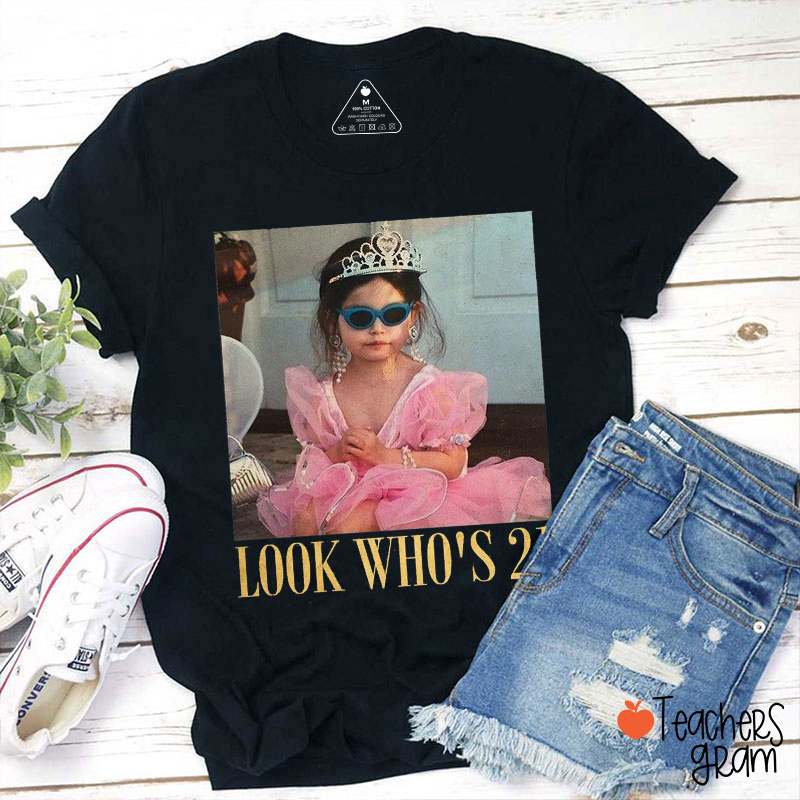 Personalized Photo And Year Look Who’s 21 Teacher T-Shirt