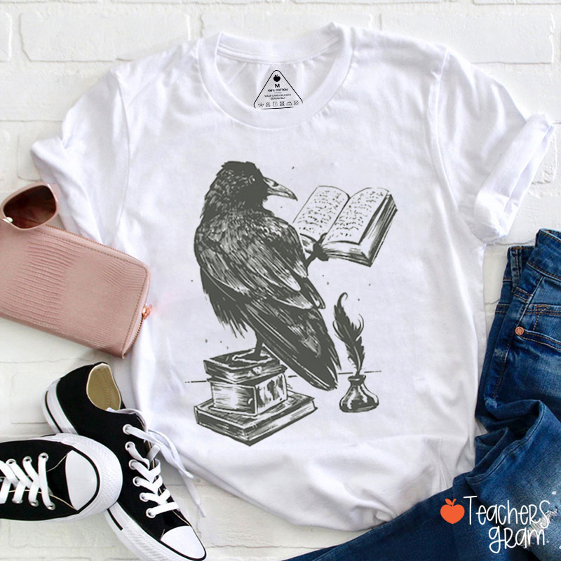 Raven Reading Book Teacher T-Shirt