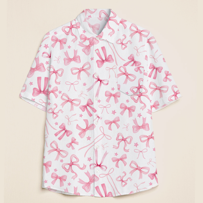 Pink Bow Teacher Short Sleeve Shirt