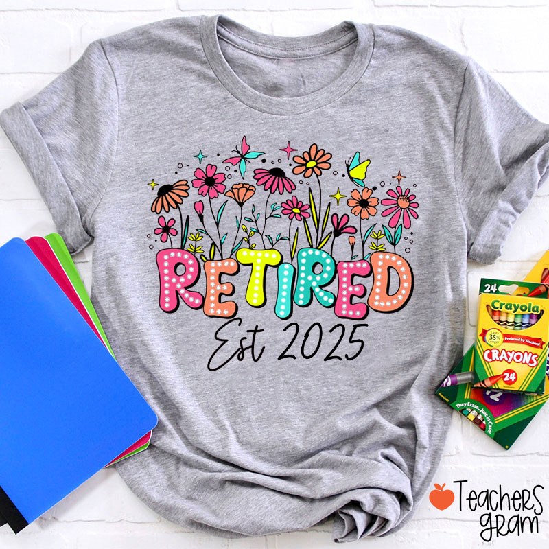 Personalized Retired Est Flower Teacher T-Shirt