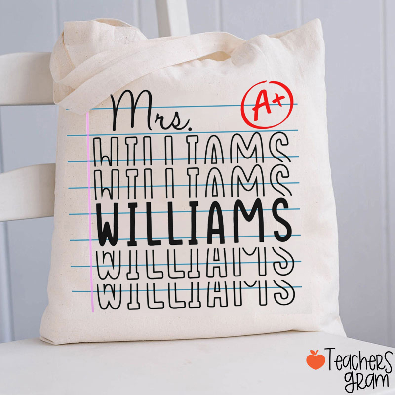 Personalized Name Notebook Teacher Tote Bag