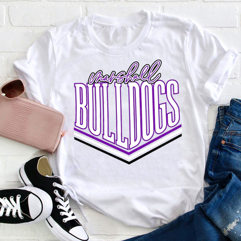 Personalized Colorful Lines Deformed Letters Teacher T-Shirt