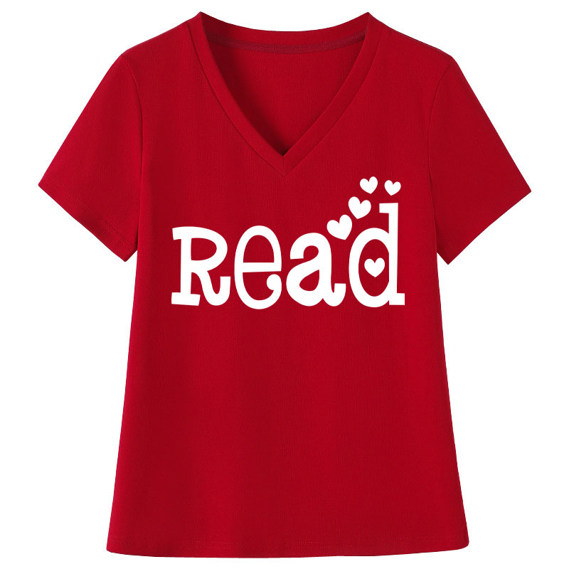 Read Teacher Female V-Neck T-Shirt
