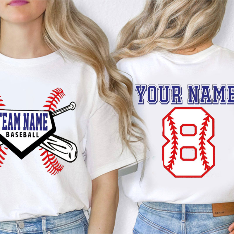 Personalized Baseball Spirit Teacher Two Sided T-Shirt