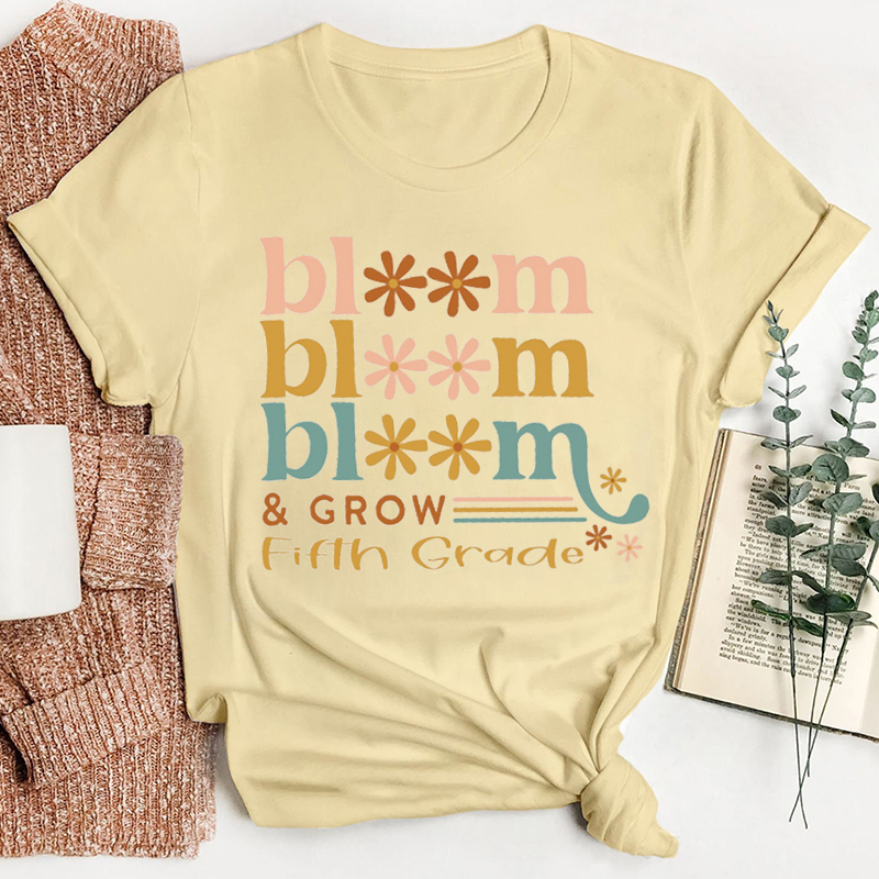 Personalized Bloom And Grow Teacher T-Shirt