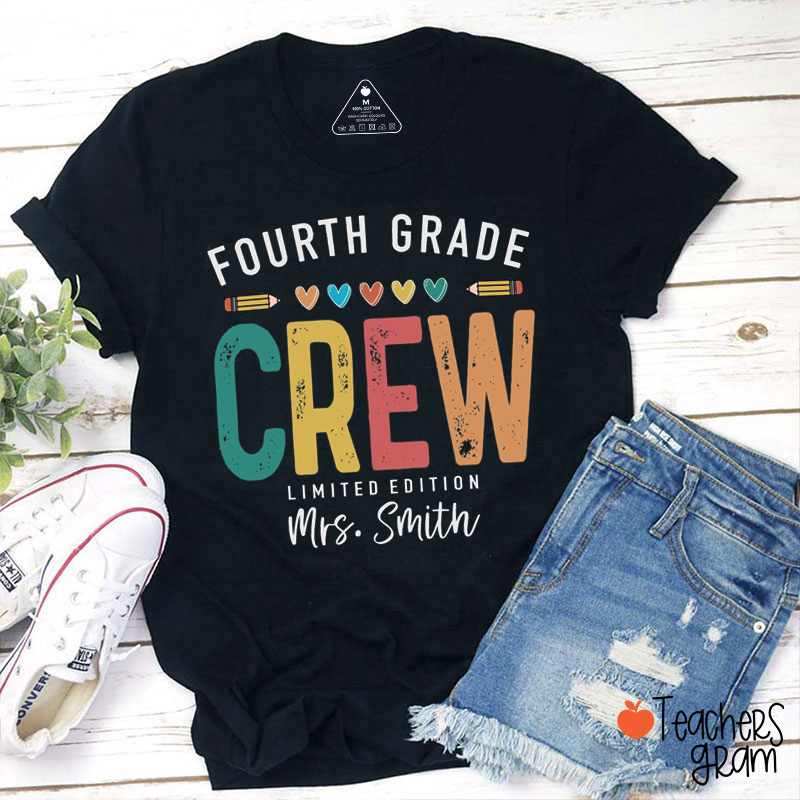Personalized Grade And Name Team Crew Teacher T-Shirt