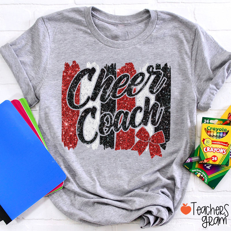 Personalized Glitter Bow Game Day Teacher T-Shirt