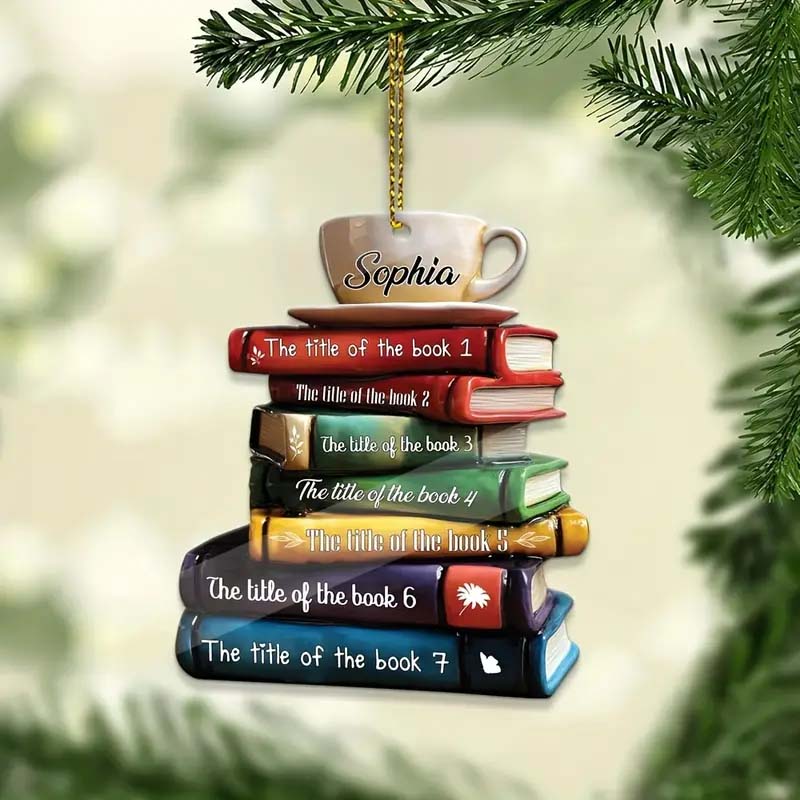 Personalized Book Lovers Teacher Christmas Ornament