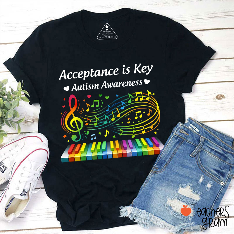 Acceptance Is Key Autism Awareness Teacher T-Shirt