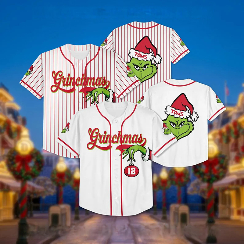 Personalized Name And Number Stole Christmas Teacher Baseball Jersey