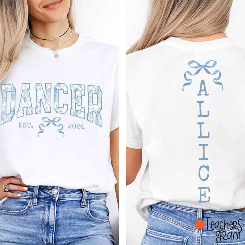 Personalized Chinoiserie Dancer Teacher Two Sided T-Shirt