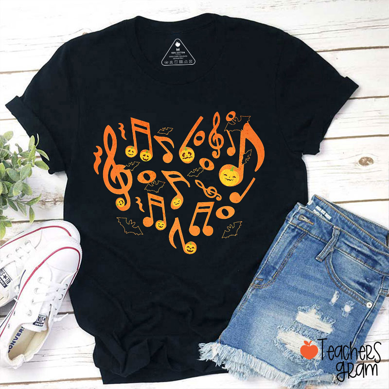 Heart Music Note Halloween Teacher T-Shirt
