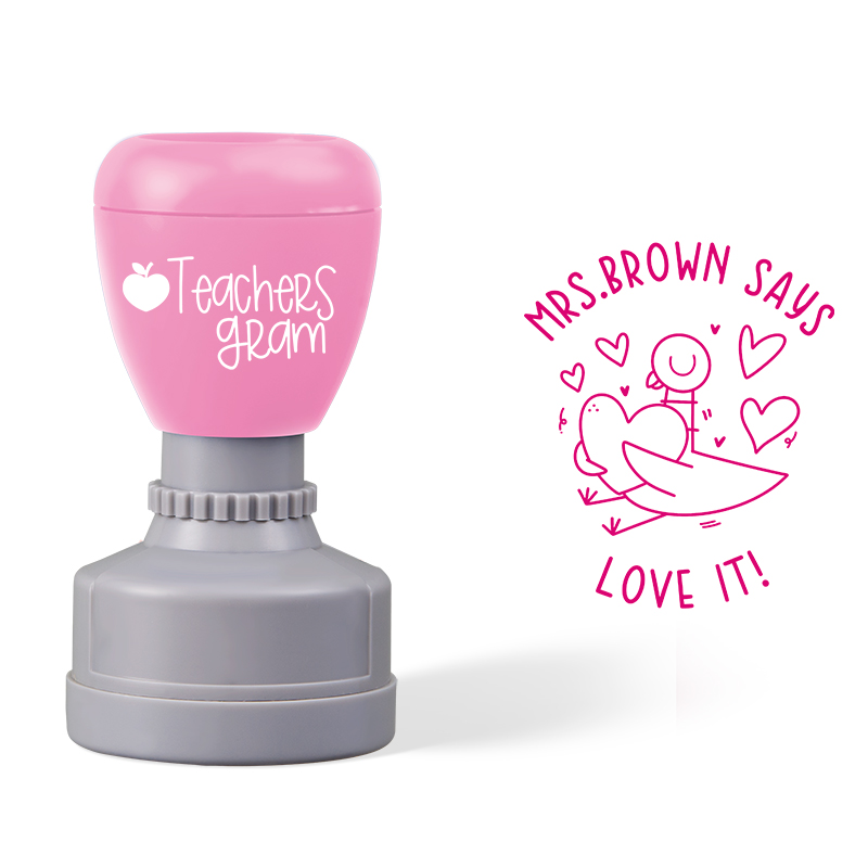 Personalized Name Pigeon Love It Teacher Stamp