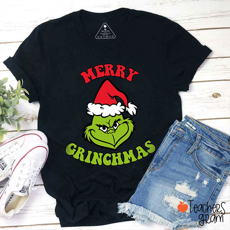Merry Christmas Cartoon Characters Teacher T-Shirt