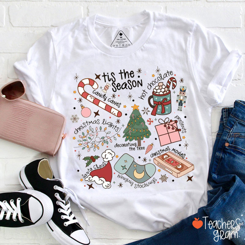 Tis The Season Christmas Vibe Teacher T-Shirt
