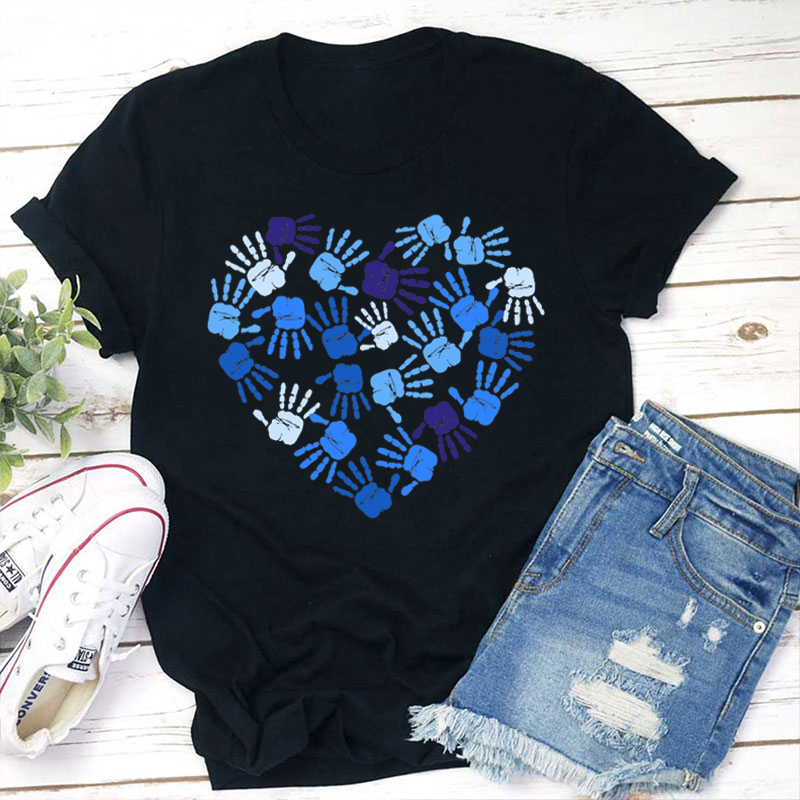 Autism Heart Autism Awareness Teacher T-Shirt