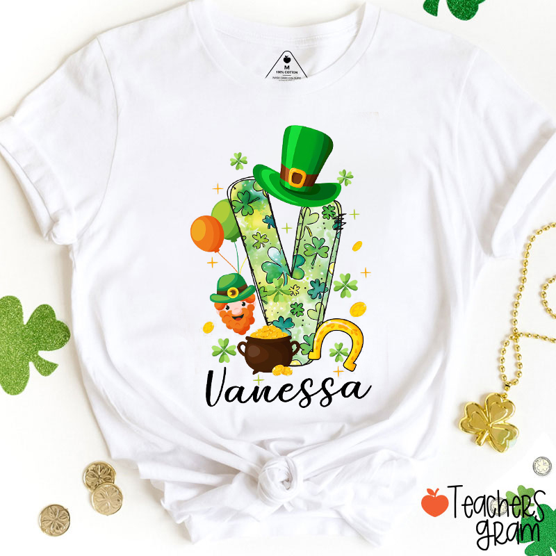 Personalized Name And Initials Saint Patrick's Day Teacher T-Shirt