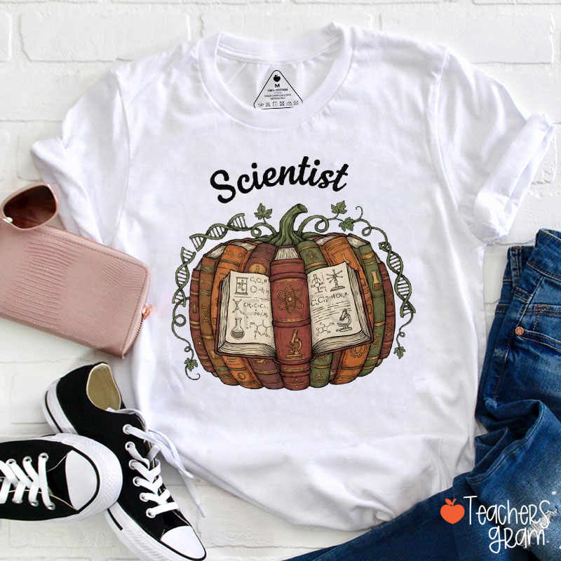 Science Books Pumpkin Teacher T-Shirt