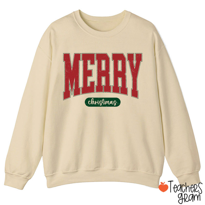 Retro Merry Christmas Teacher Sweatshirt