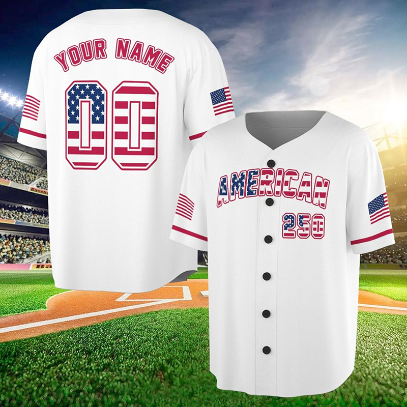 Personalized America 250th Anniversary Teacher Baseball Jersey