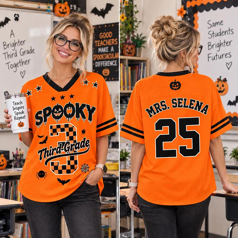 Personalized Spooky Checkered Teacher Mesh Jersey