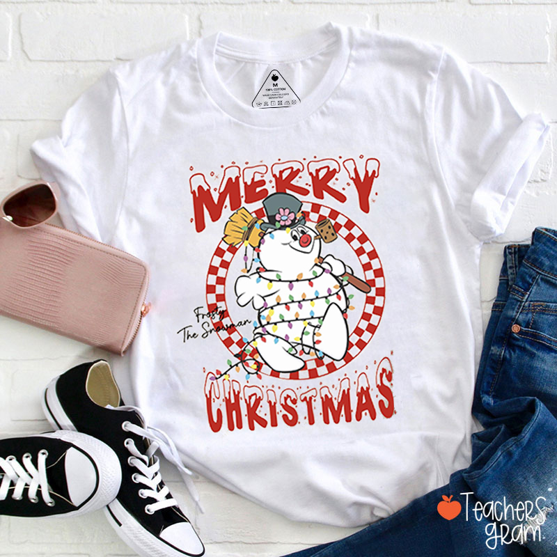 Frosty The Snowman Merry Christmas Teacher T-Shirt