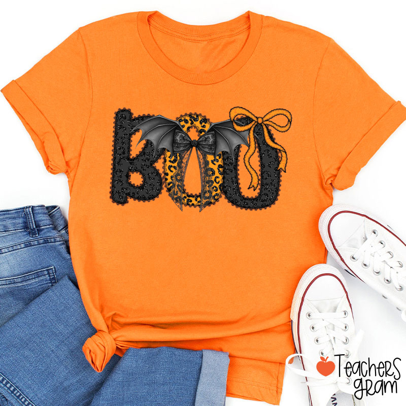 Lace Boo Halloween Teacher T-Shirt
