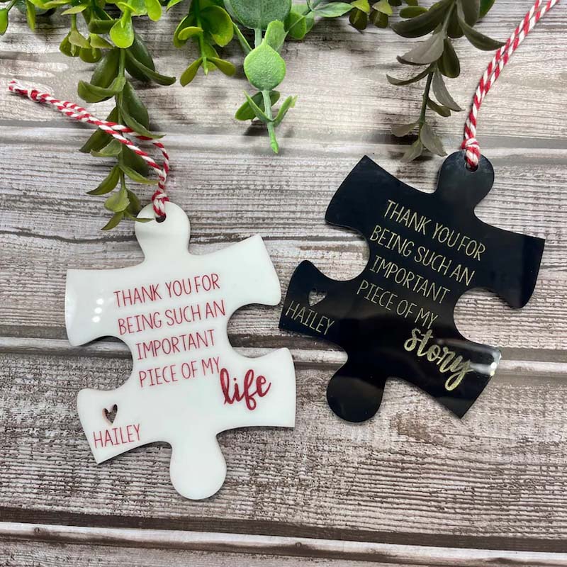 Personalized Puzzle Piece Teacher Acrylic Christmas Ornament
