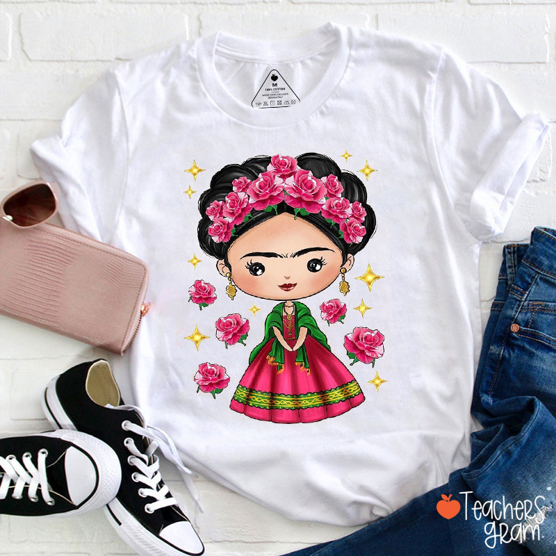 Frida Kahlo Flower Spanish Teacher T-Shirt