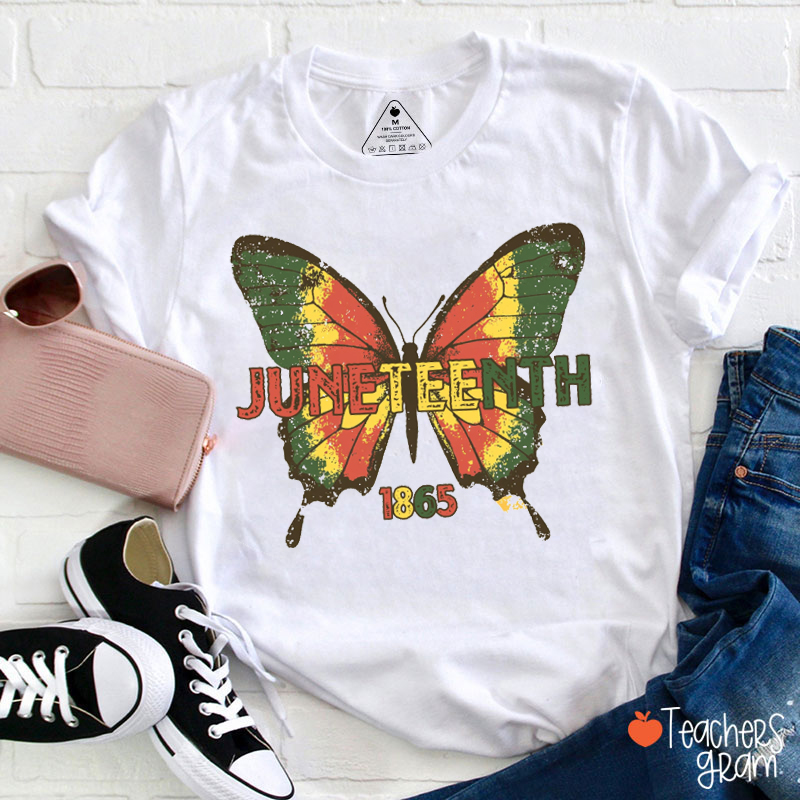 Juneteenth 1865 Butterfly Teacher T-Shirt