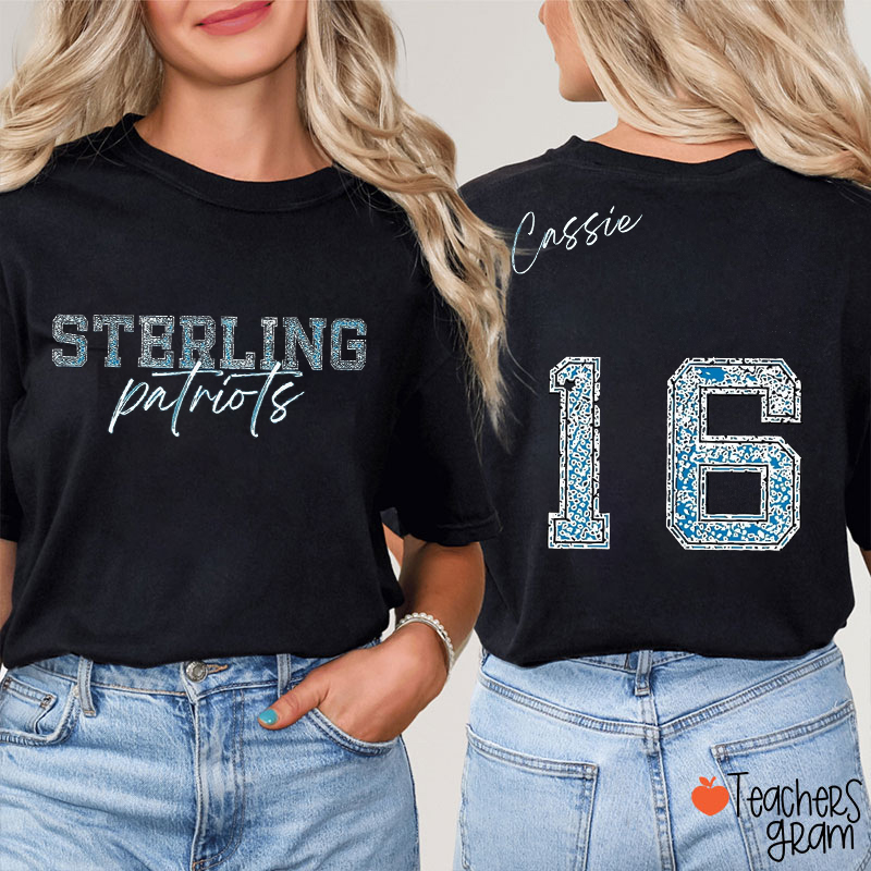 Personalized Mascot And Name Game Day Teacher Two Sided T-Shirt